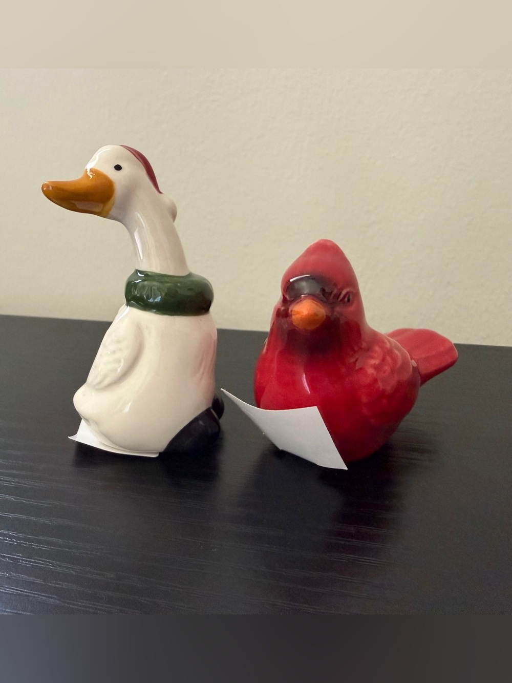 Cracker Barrel Mini Salt Pepper Shakers Christmas Goose Red Cardinal